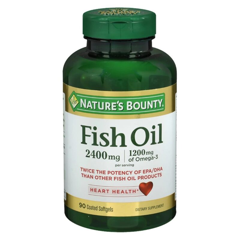 Odorless Fish Oil 2400 mg Dietary Supplement 90 Coated Softgels